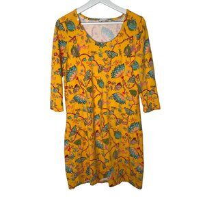 Liz Claiborne Dress Womens T Shirt Mini Cotton Orange Floral Print Small Casual